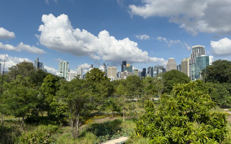 Benjakity Park Bangkok Skyline