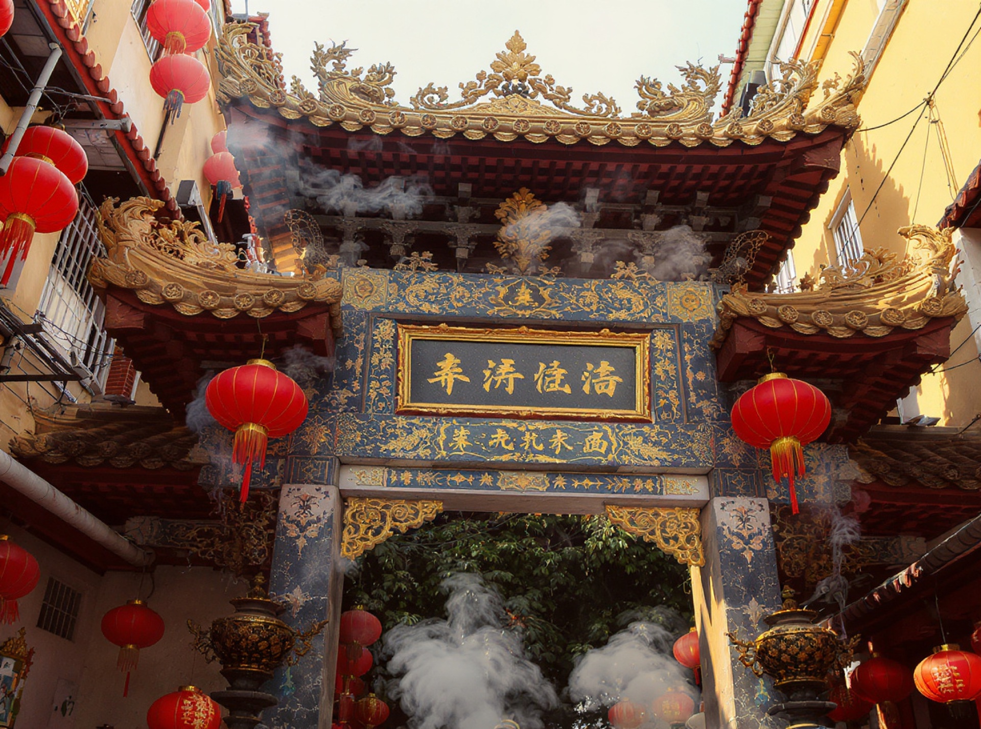 Chinesischer Tempel Eingang Chinatown Bangkok