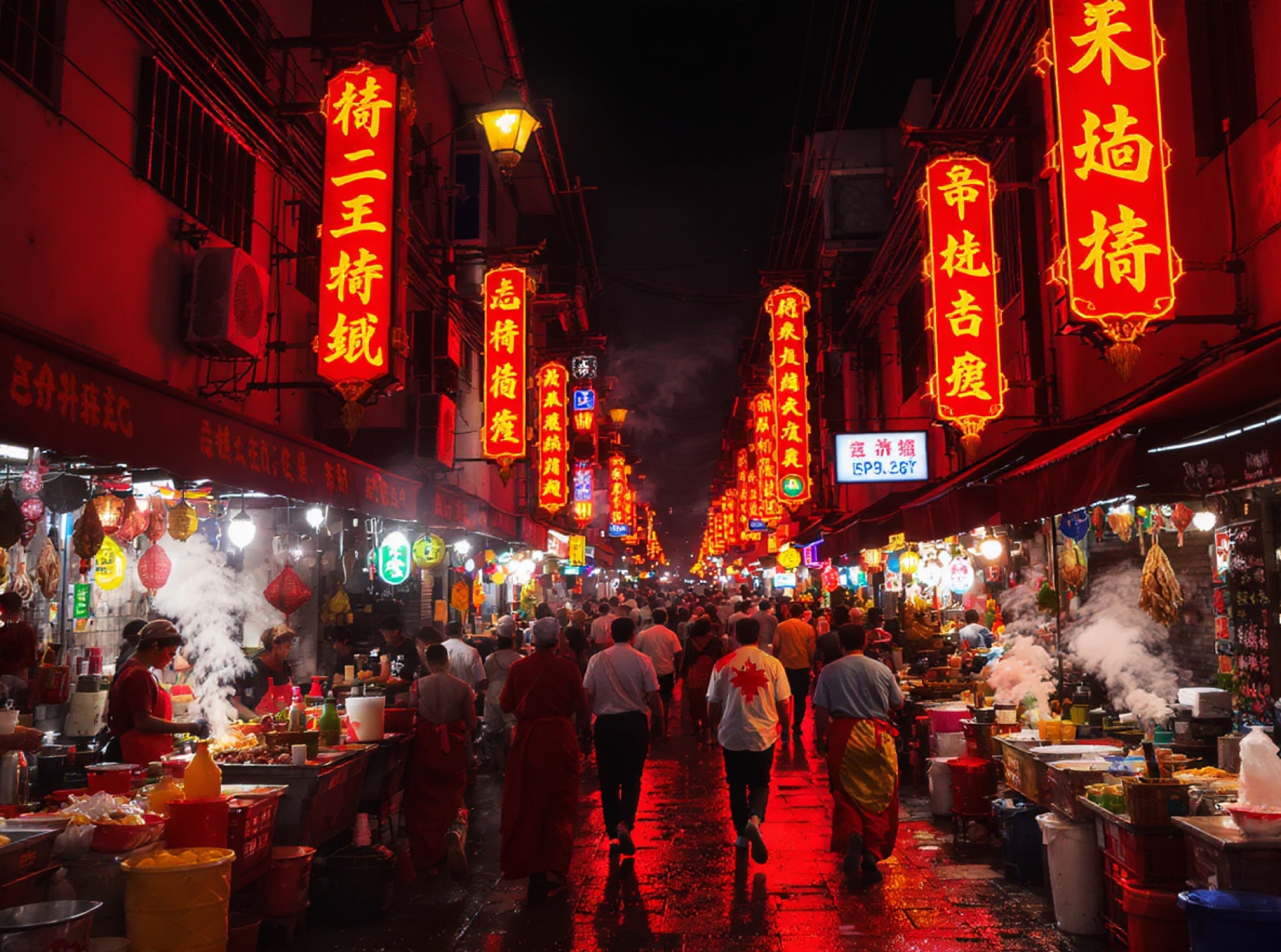 Yaowarat Road Bangkok bei Nacht mit leuchtenden Schildern