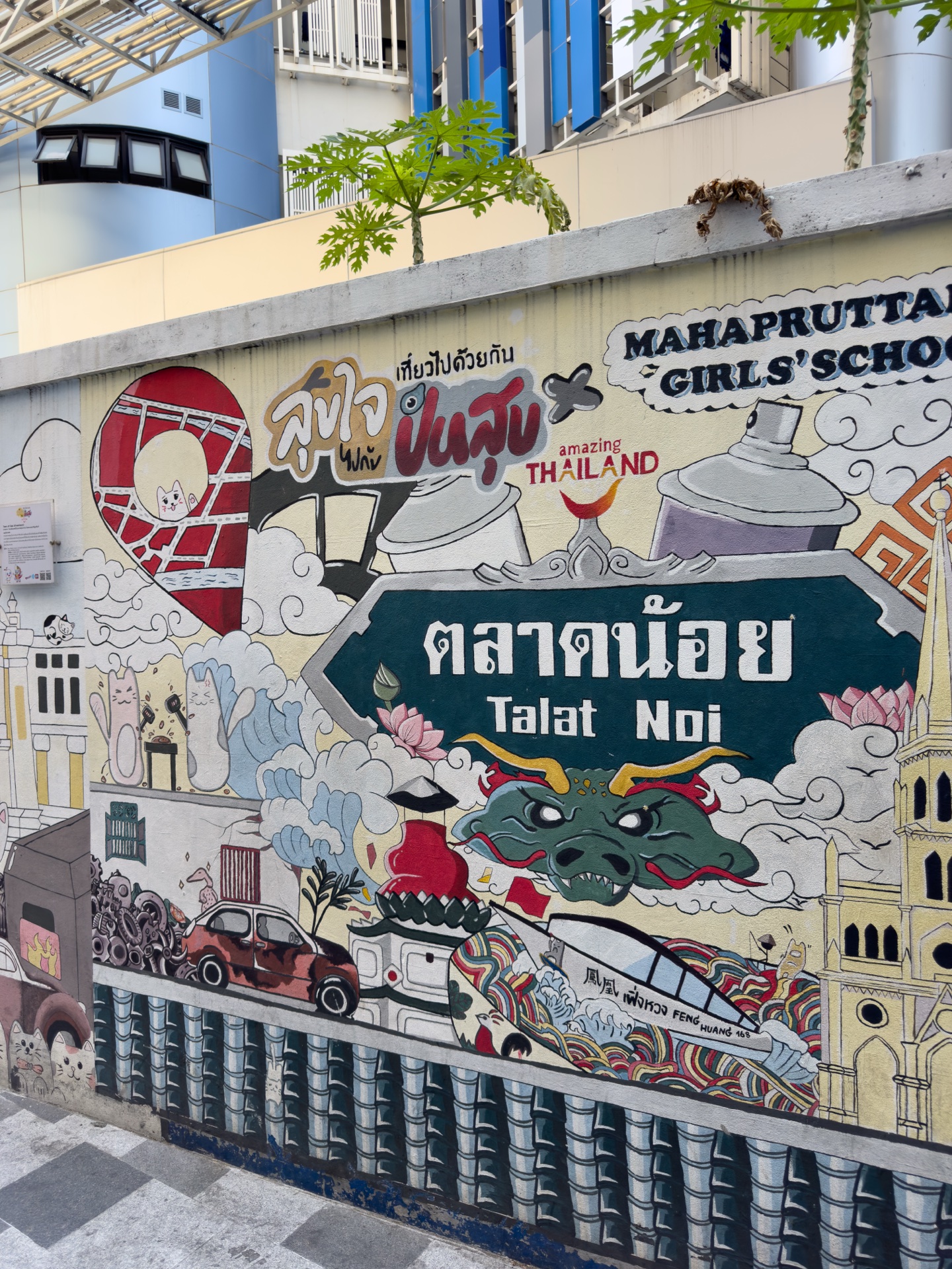 Historische Shophouses in Talat Noi Bangkok